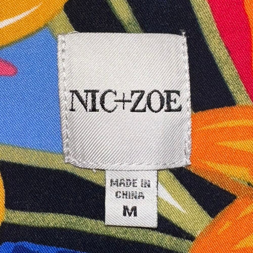 Nic + Zoe Lush Terrace Live In Tropical Tie Front Sleeveless Blouse Size Medium - Picture 5 of 15